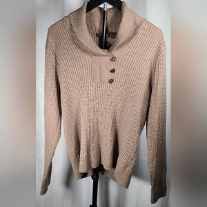 JEANNE PIERRE Tan Cowl Neck Sweater
